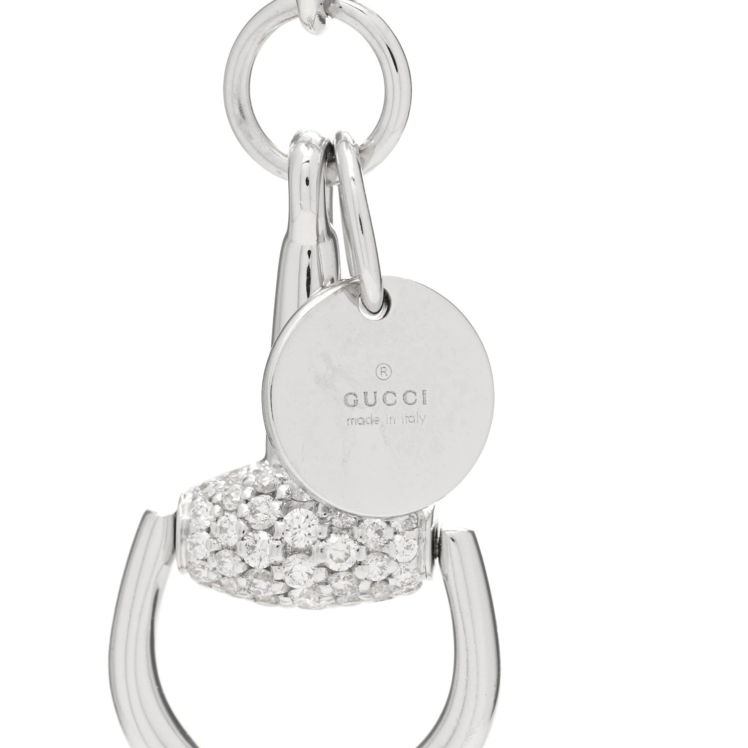 Gucci 18K White Gold Diamond Horsebit Pendant Necklace 5 of 6