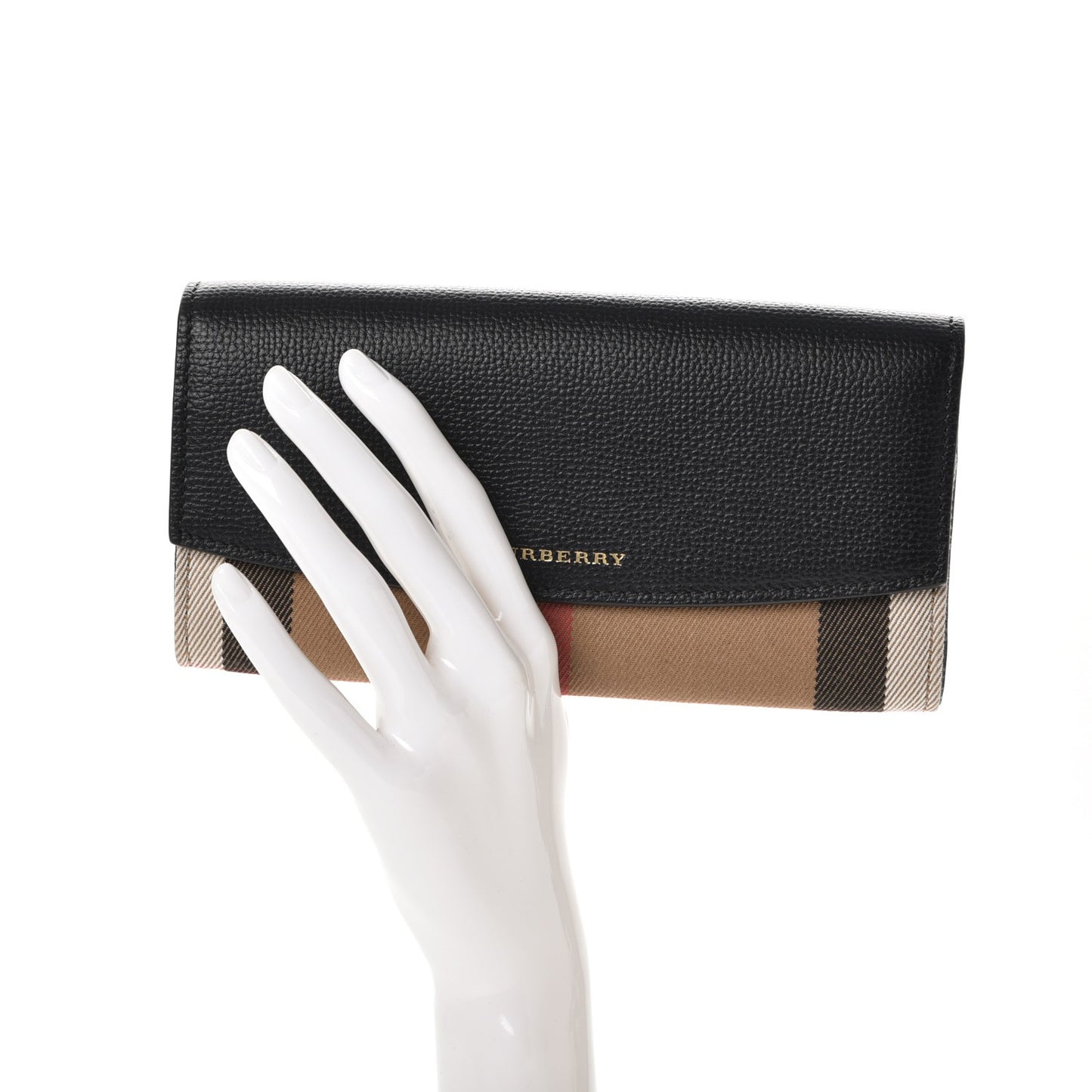 Calfskin House Check Porter Continental Wallet Black