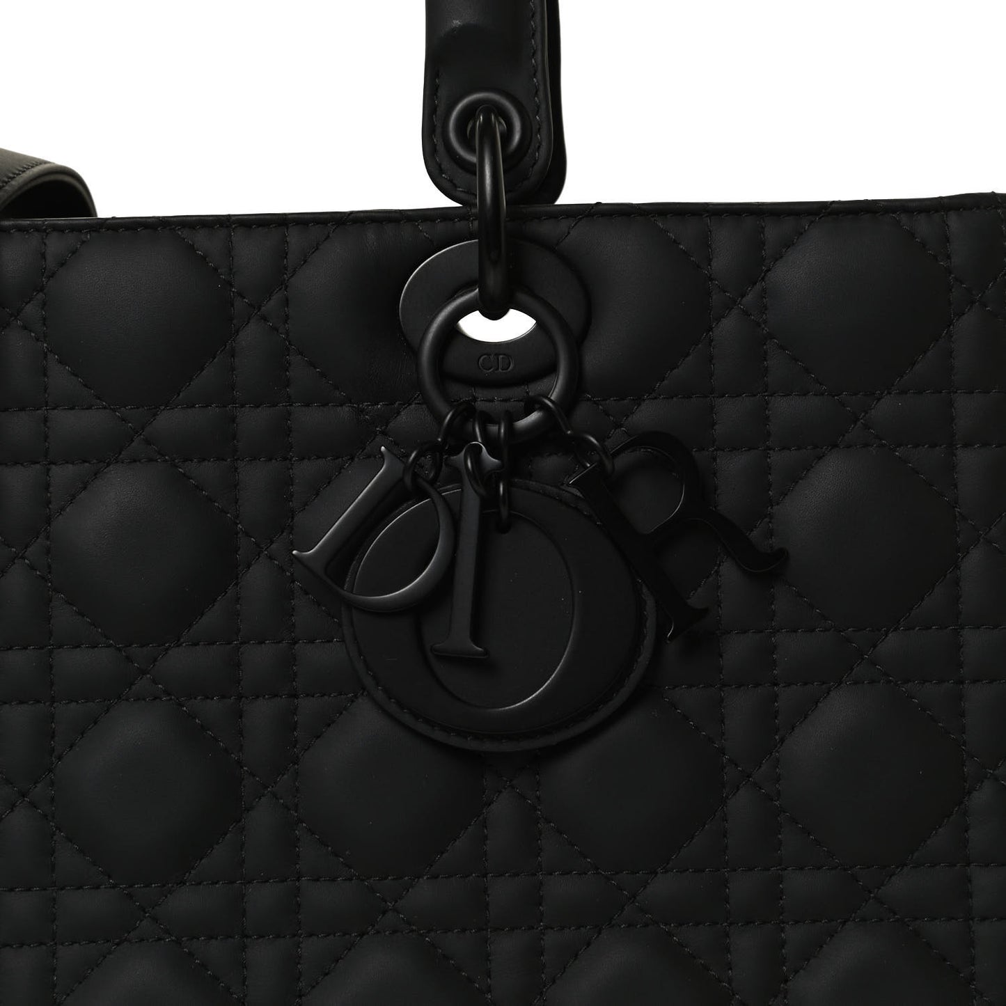 Ultra Matte Calfskin Cannage Large Lady Dior Black