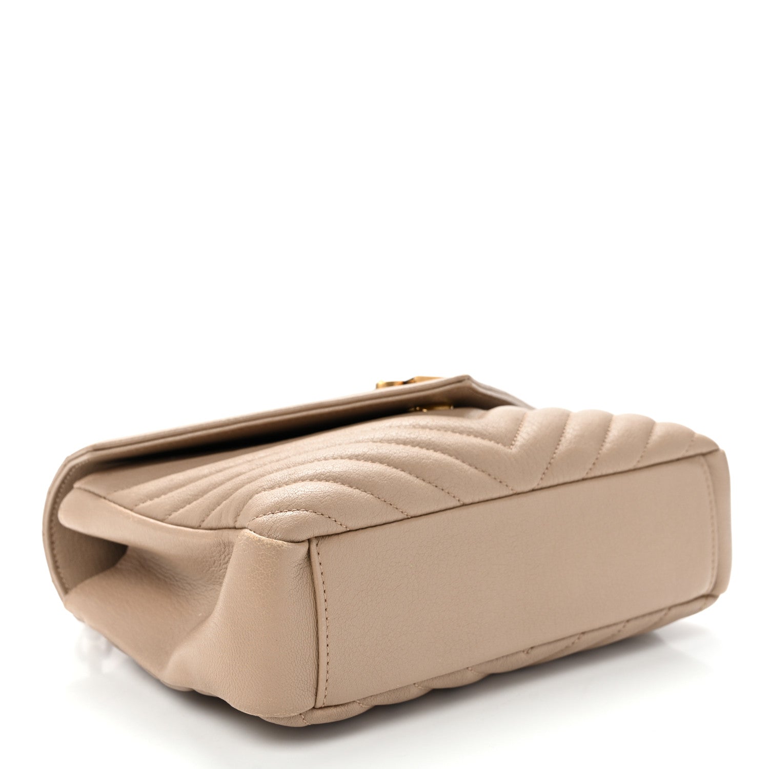 Saint Laurent Sheepskin Matelasse Chevron Monogram Medium College Bag Dark Beige 4 of 10