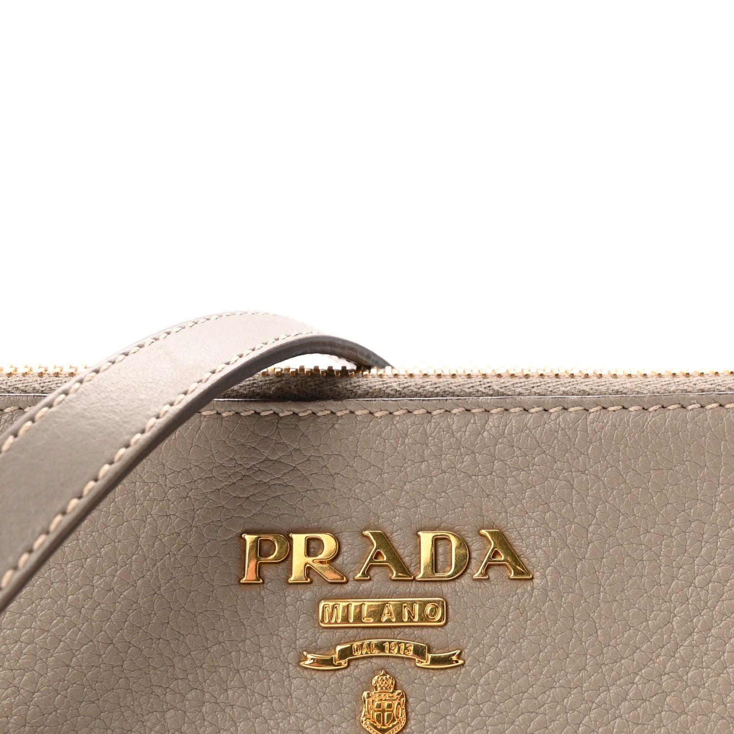 Prada Vitello Daino Zippered Crossbody Bag Argilla 7 of 9