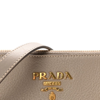 Prada Vitello Daino Zippered Crossbody Bag Argilla 7 of 9