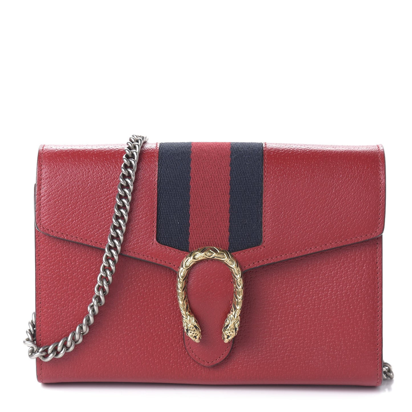 Calfskin Web Mini Dionysus Chain Wallet Hibiscus Red