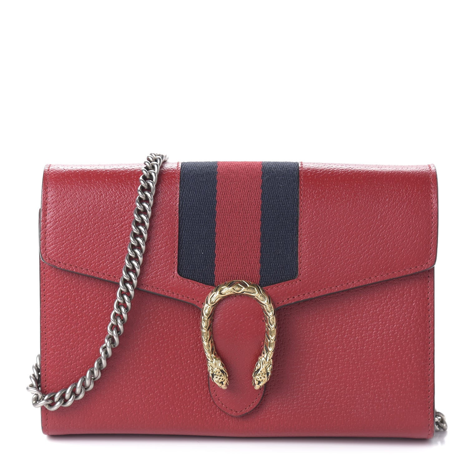 Gucci Calfskin Web Mini Dionysus Chain Wallet Hibiscus Red 1 of 9