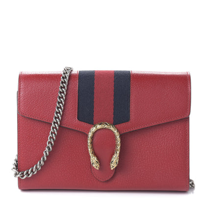 Gucci Calfskin Web Mini Dionysus Chain Wallet Hibiscus Red 1 of 9