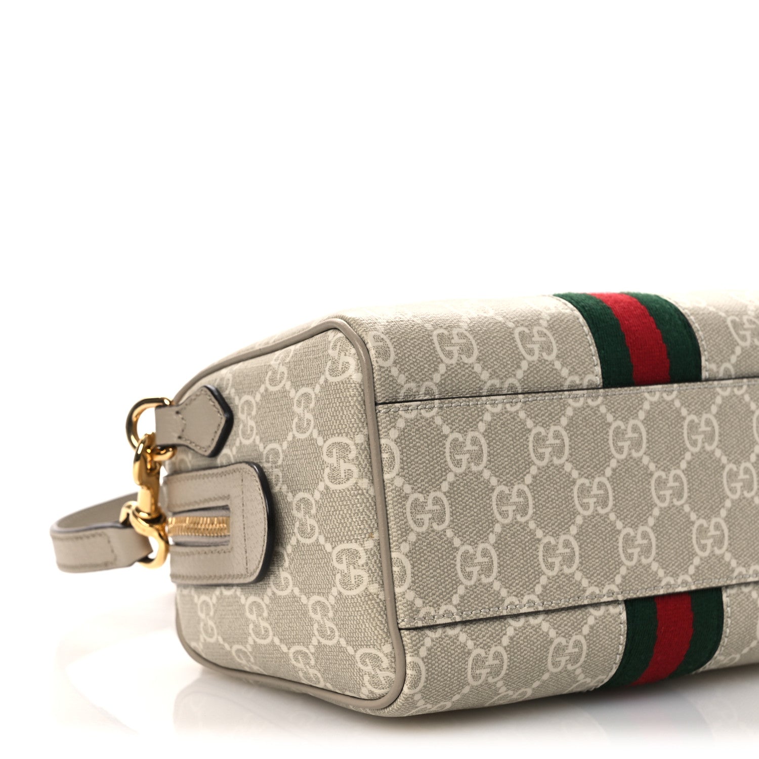 Gucci GG Supreme Monogram Textured Dollar Calfskin Web Ophidia Mini Top Handle Bag Beige Mystic White Oatmeal 9 of 11