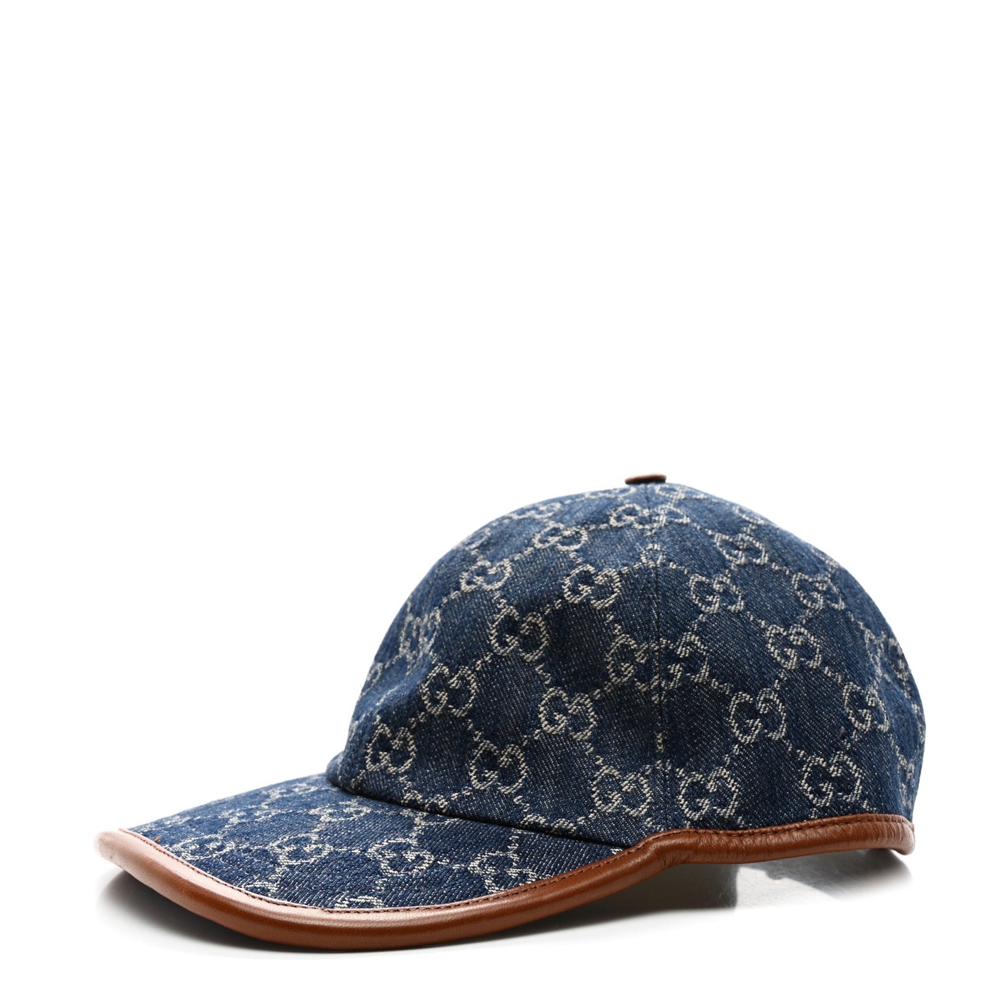 Washed Jacquard Denim Nappa GG Monogram Oscar Baseball Hat M Denim Cuir