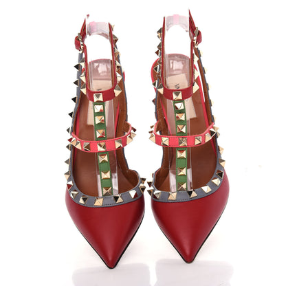 Valentino Garavani Nappa Rockstud Ankle Strap 100mm Pumps 35.5 Rosso Valentino Grey Clover Deep Rose 5 of 9