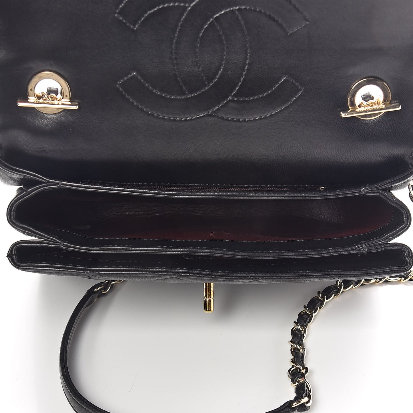Lambskin Quilted Small Trendy CC Dual Handle Flap Bag Black