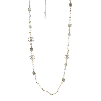 Chanel Pearl Baguette Crystal CC Long Necklace Gold 1 of 10