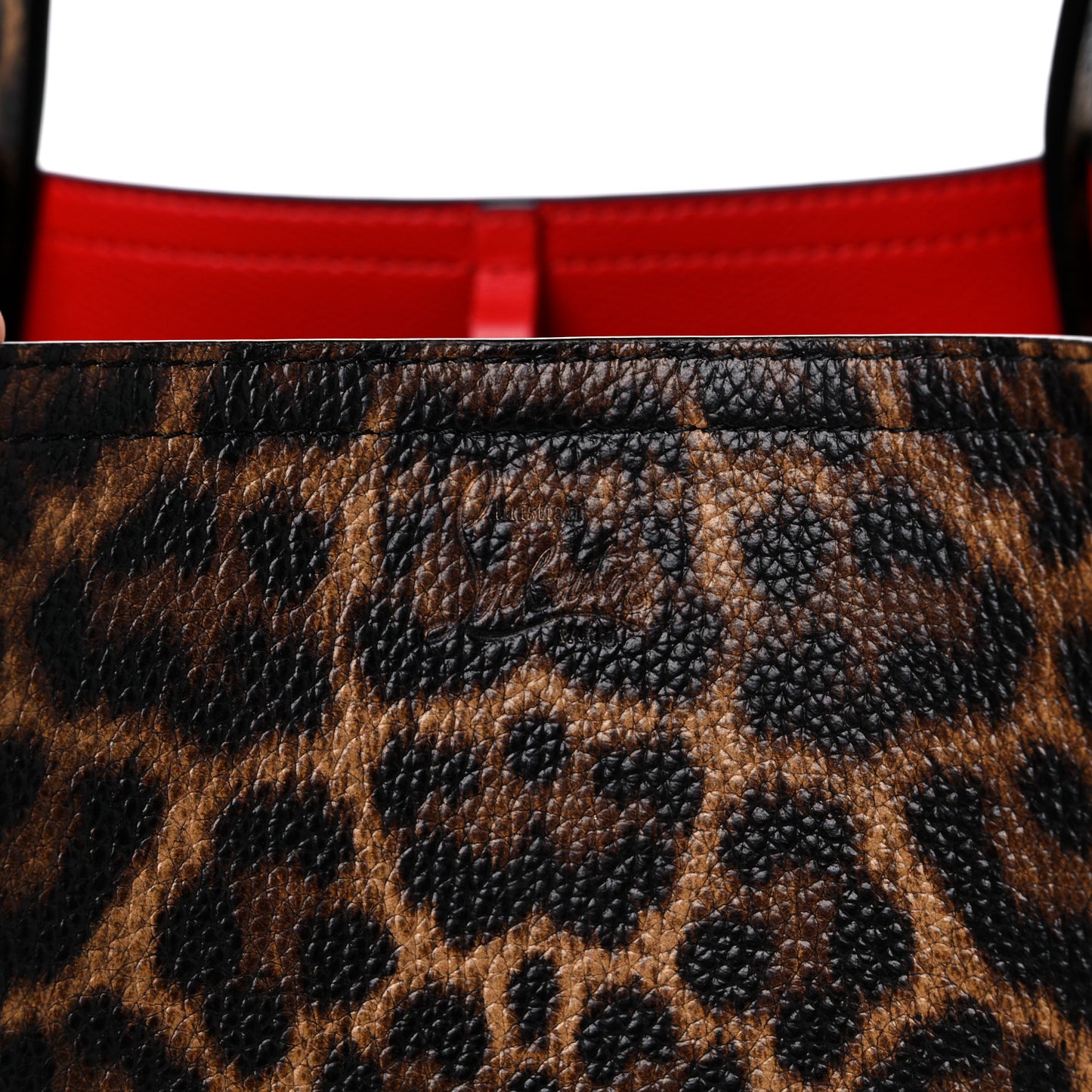 Calfskin Empire Leopard Print Spiked Large Cabarock Shopper Tote Brown