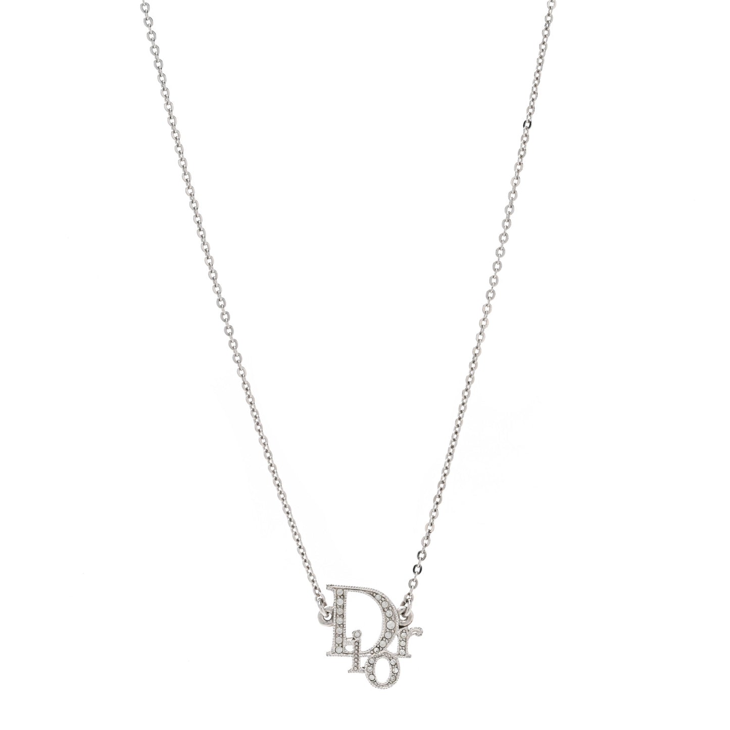 Crystal Logo Necklace Silver
