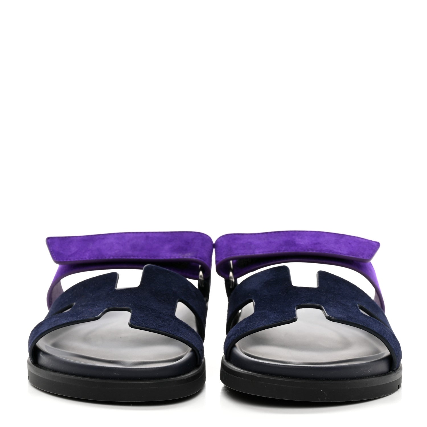 Hermes Suede Goatskin Womens Chypre Sandals 37 Marine Violet Majorette 2 of 9