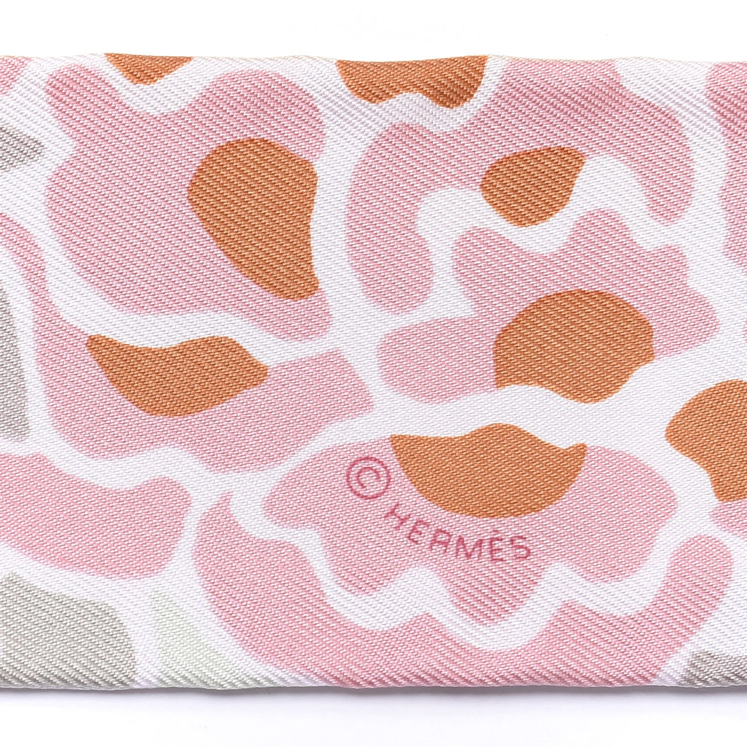 Hermes Silk Bingata Twilly Vieux Rose Vert De 4 of 4