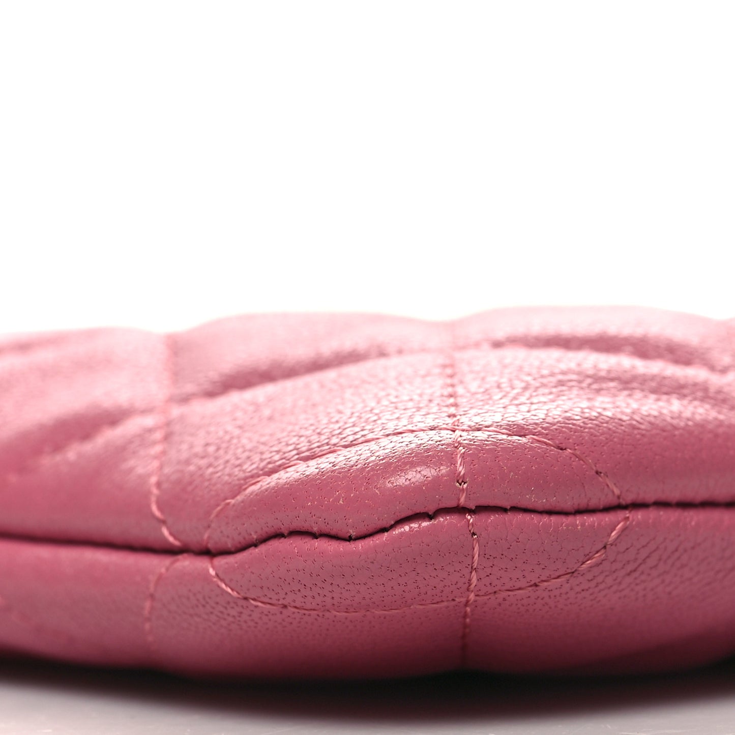 Sheepskin Quilted Large Vintage Mademoiselle Cosmetic Case Dark Pink
