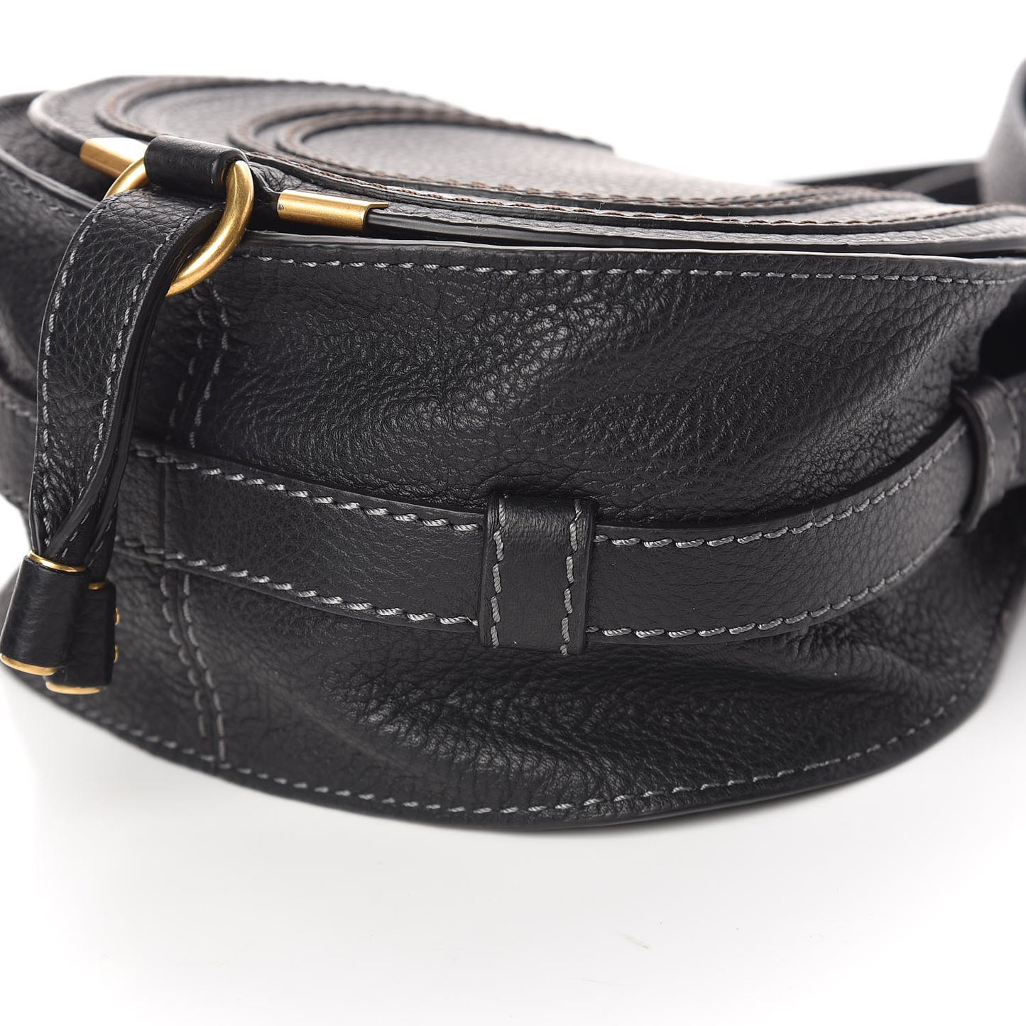 Calfskin Mini Marcie Round Crossbody Bag Black
