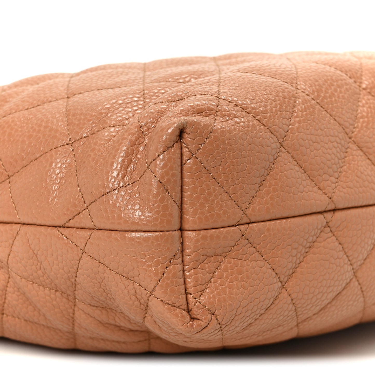 Shiny Caviar Quilted Large Bowling Bag Brown