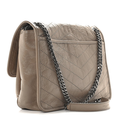 Saint Laurent Crinkled Calfskin Matelasse Monogram Medium Niki Chain Satchel Light Taupe 3 of 13