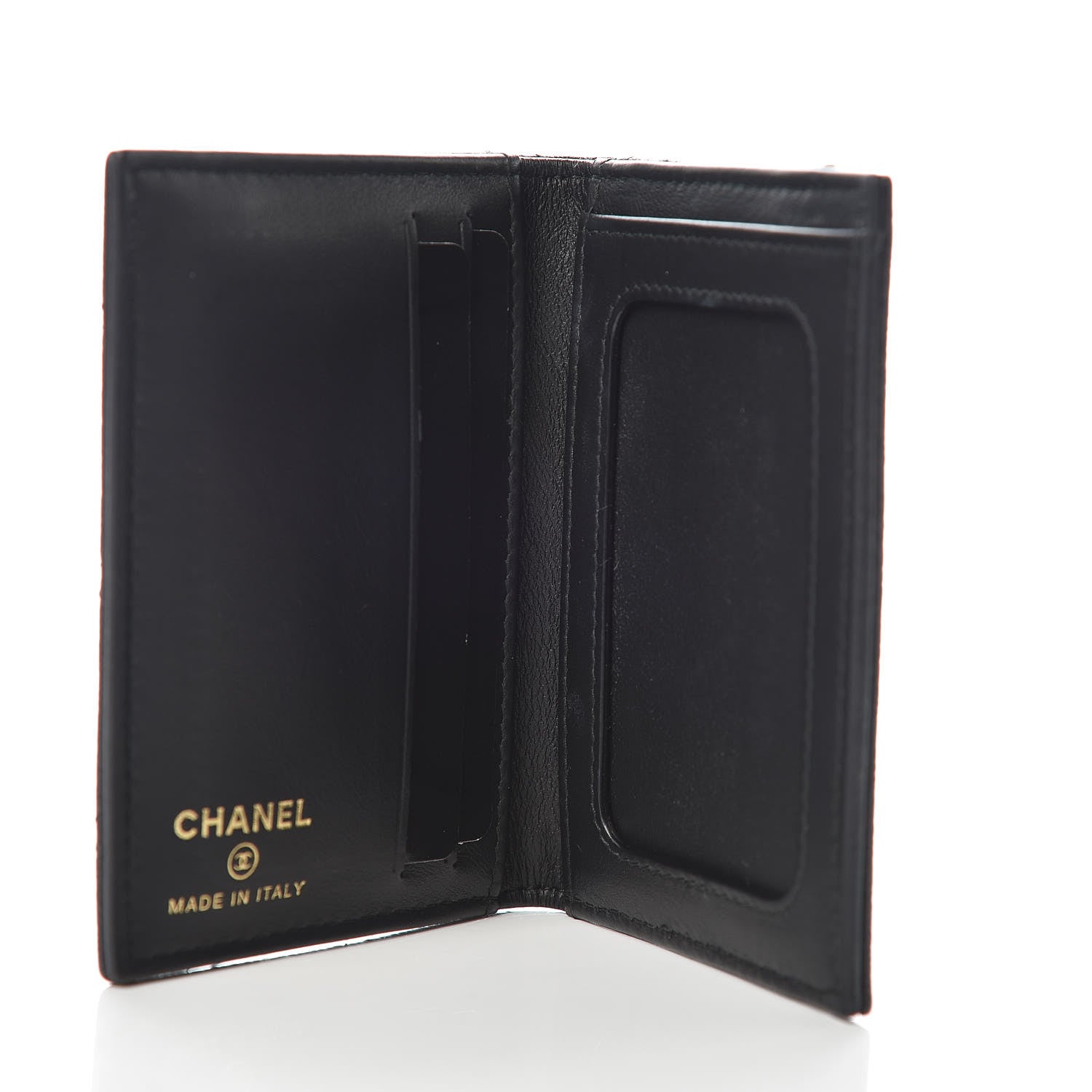 Chanel Logo Calfskin Embossed Quilted Card Holder Wallet Black 5 of 8