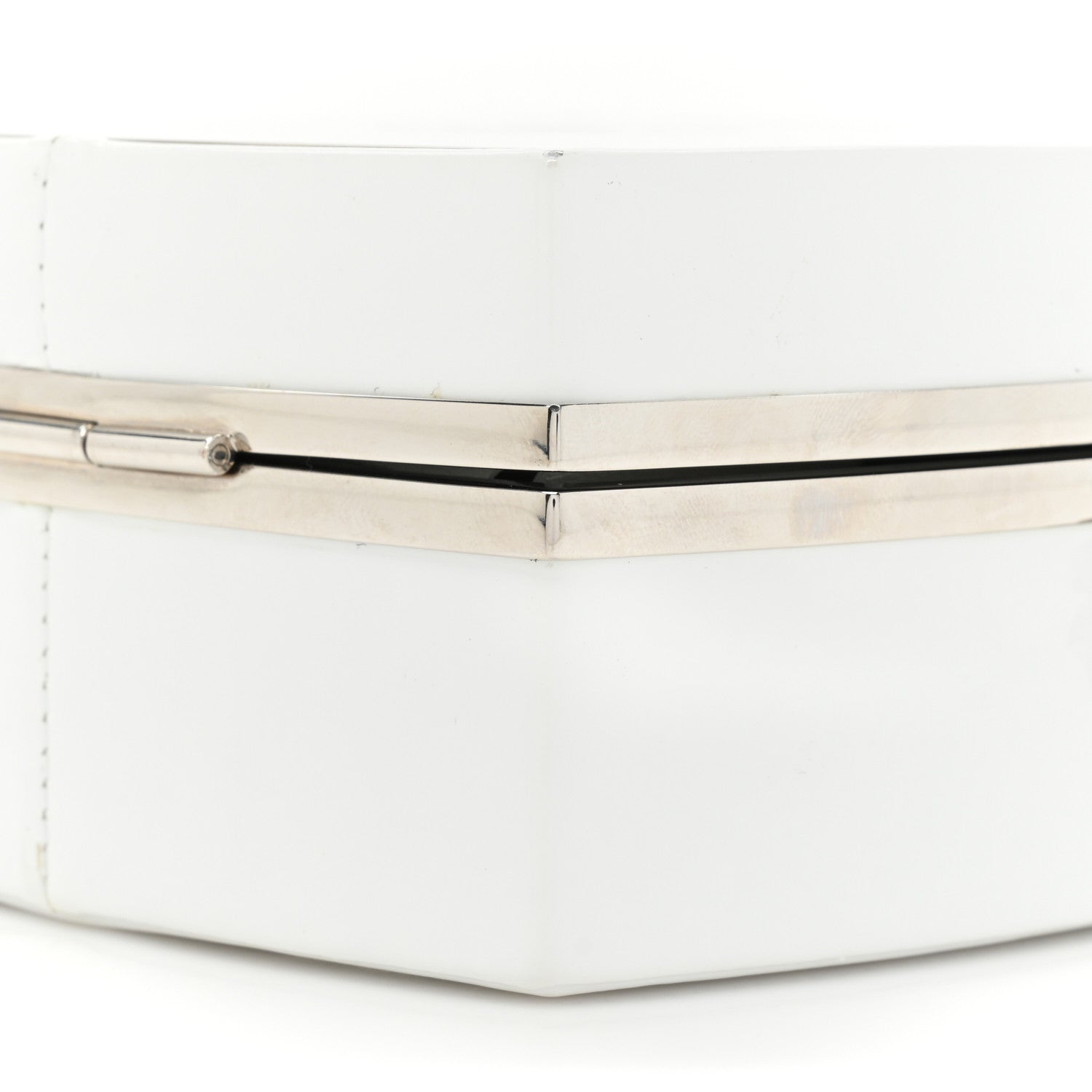 Chanel Patent Goatskin Quilted Make-Up Box Clutch With Chain White 11 of 18