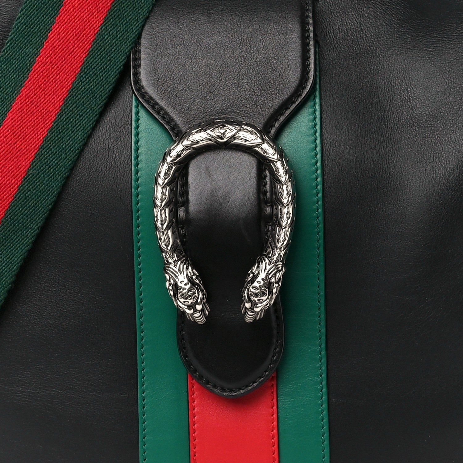Gucci Calfskin Web Stripe Medium Dionysus Hobo Black 9 of 11