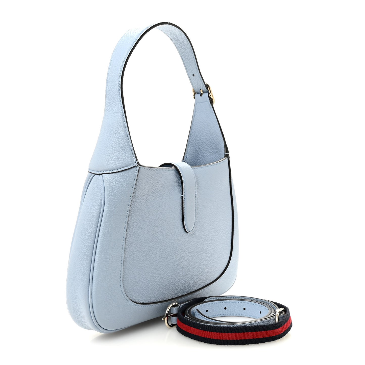 Grained Calfskin Web Medium Jackie 1961 Hobo Light Blue
