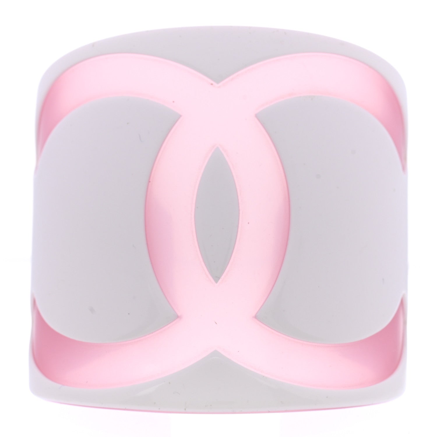 Chanel Resin CC Wide Cuff White Pink 1 of 4