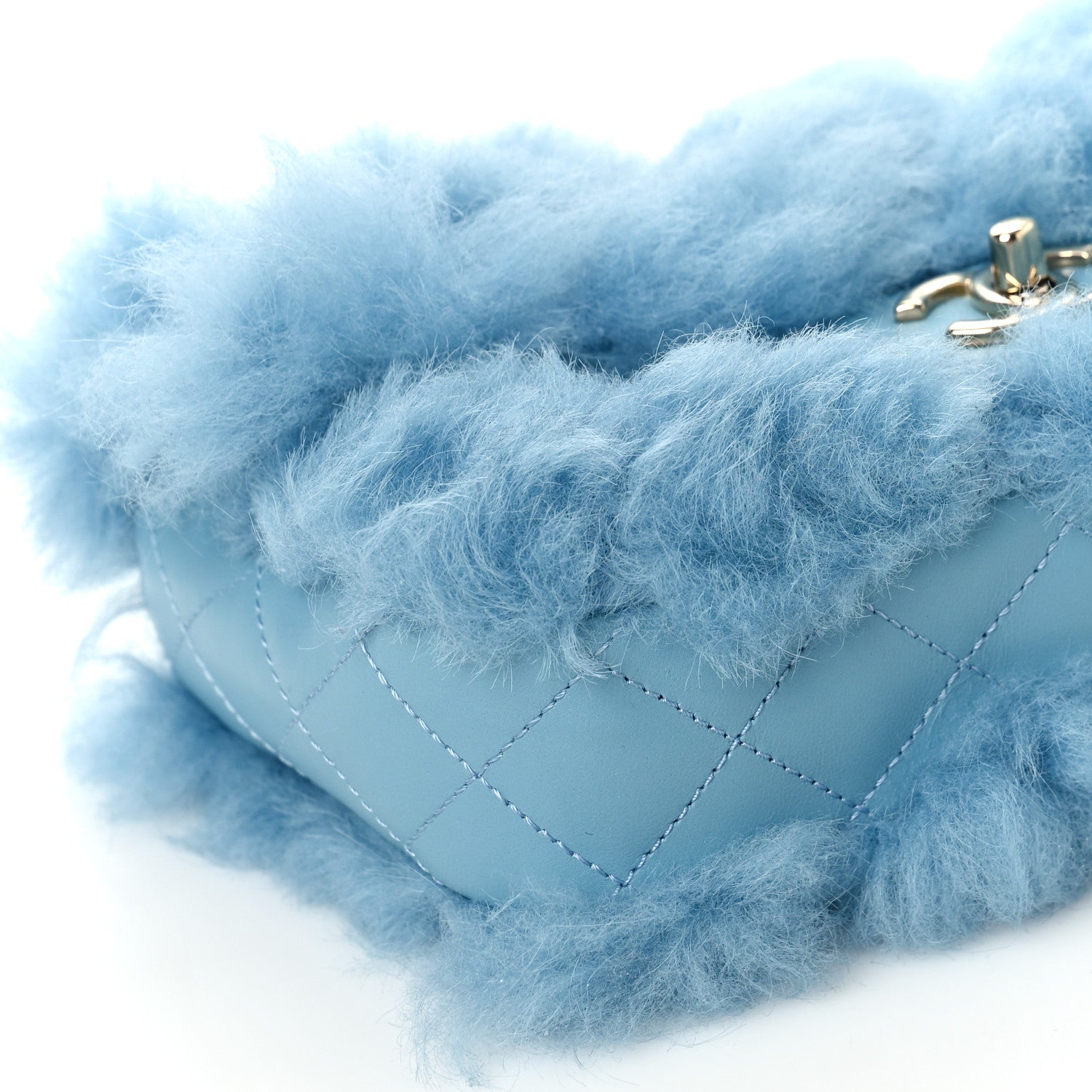 Chanel Shearling Lambskin Quilted Flap Blue 8 of 10