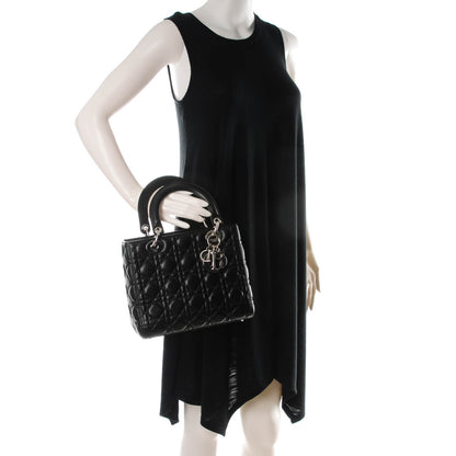 Christian Dior Lambskin Cannage Medium Lady Dior Black 2 of 7