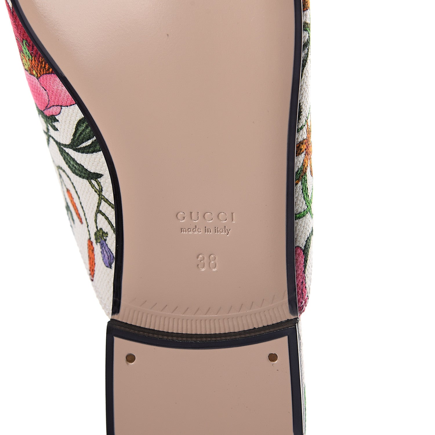 Gucci Canvas Flora Womens Princetown Slippers 38 White Multicolor 6 of 7