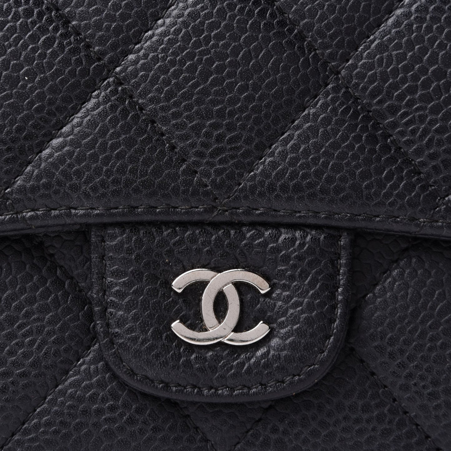 Caviar Quilted Large Flap Wallet Black