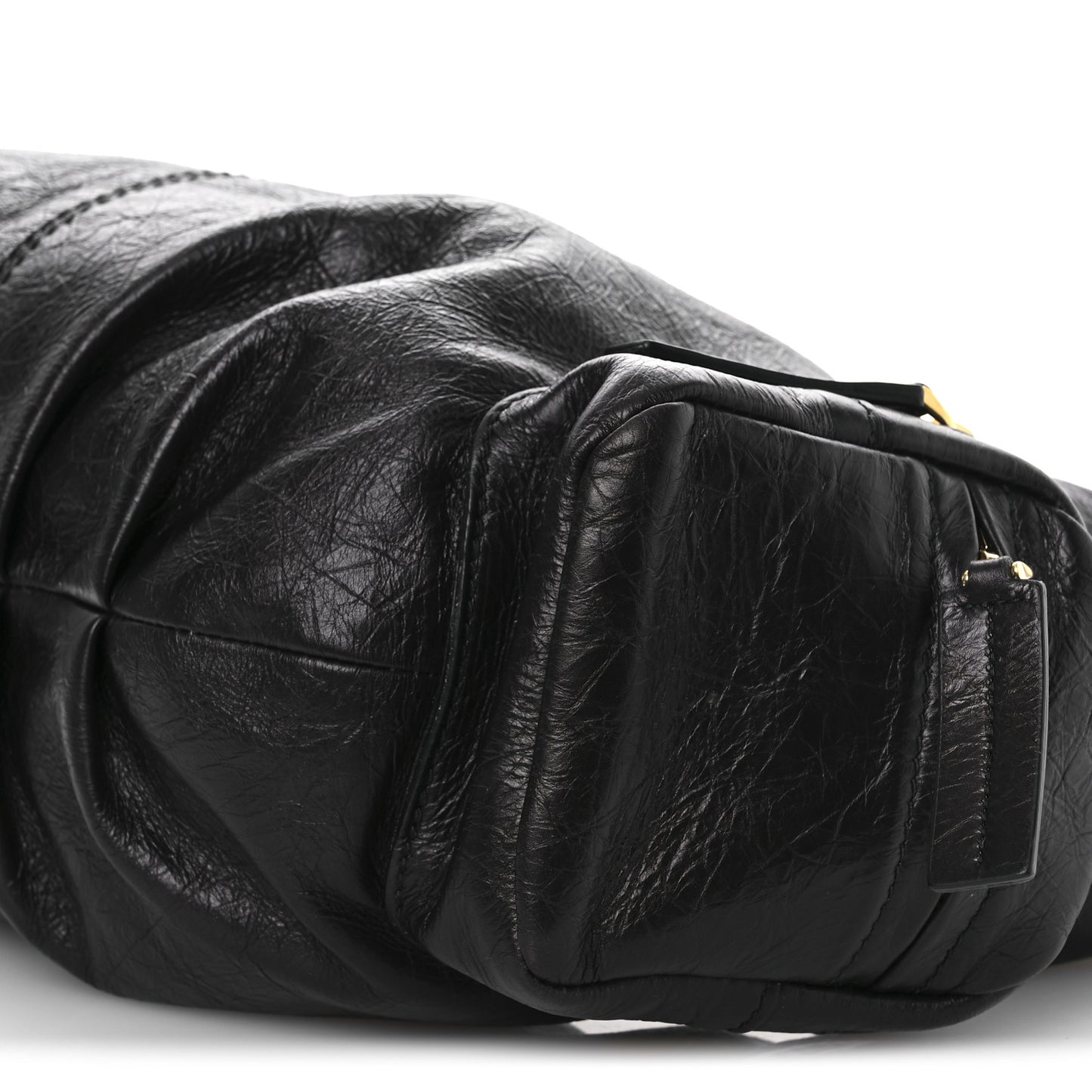 Crinkled Calfskin Large Grand Tour Multipocket Bag Black