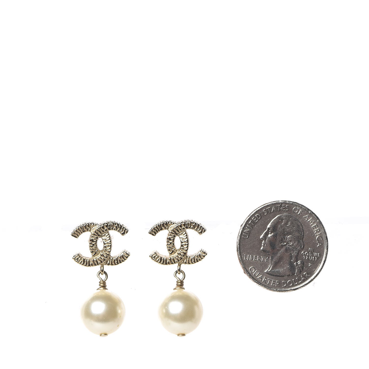 Chanel Pearl CC Drop Earrings Gold 2 of 8