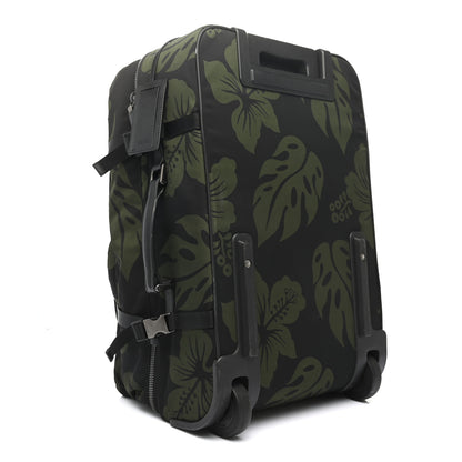 Prada Tessuto Nylon Hibiscus Print Trolley Luggage Green 2 of 18