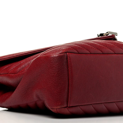 Saint Laurent Sheepskin Matelasse Chevron Large College Monogram Satchel Oxblood 9 of 10
