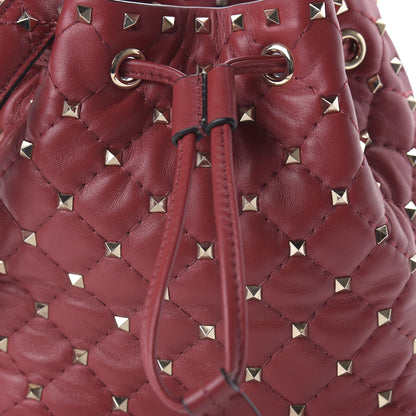 Valentino Garavani Nappa Small Rockstud Spike Bucket Bag Rosso Valentino 9 of 9