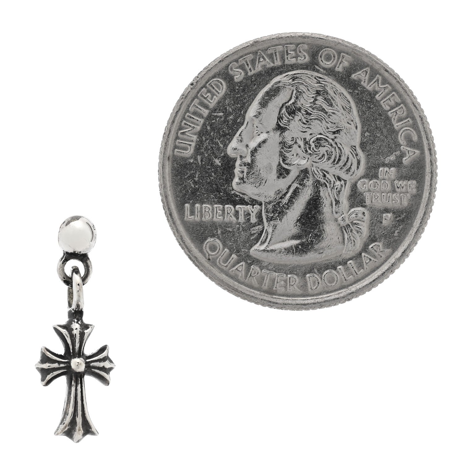 Chrome Hearts Sterling Silver Cross Drop Single Earring 2 of 4