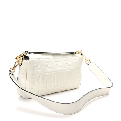 Fendi Nappa FF 1974 Embossed Large Baguette White 2 of 10