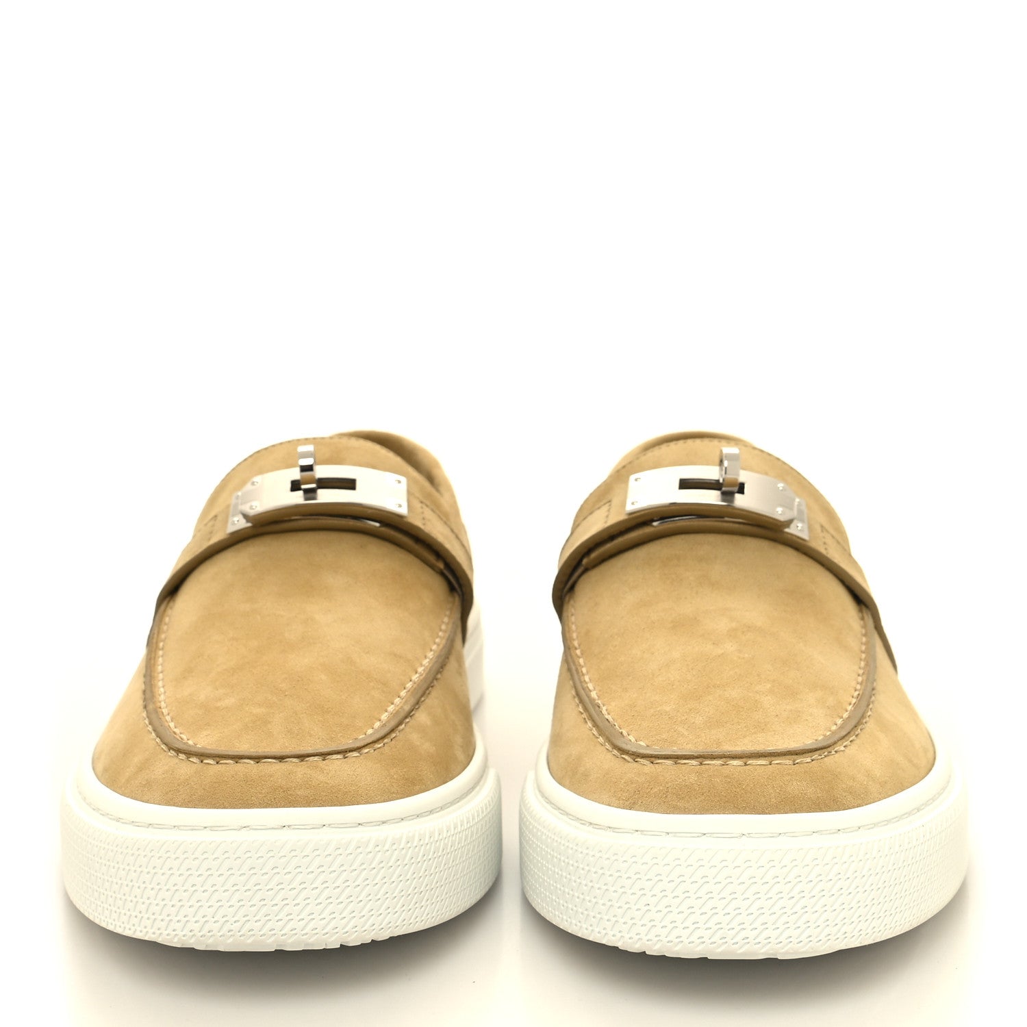 Hermes Suede Calfskin Mens Game Slip On Sneakers 42 Beige Albâtre 2 of 9