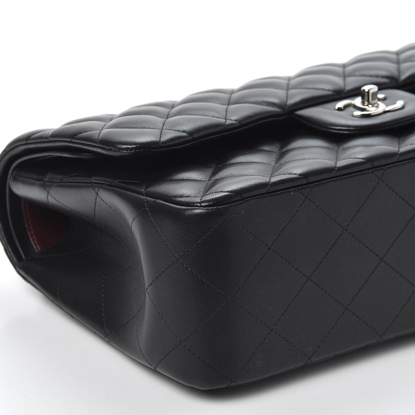Lambskin Quilted Jumbo Double Flap Black