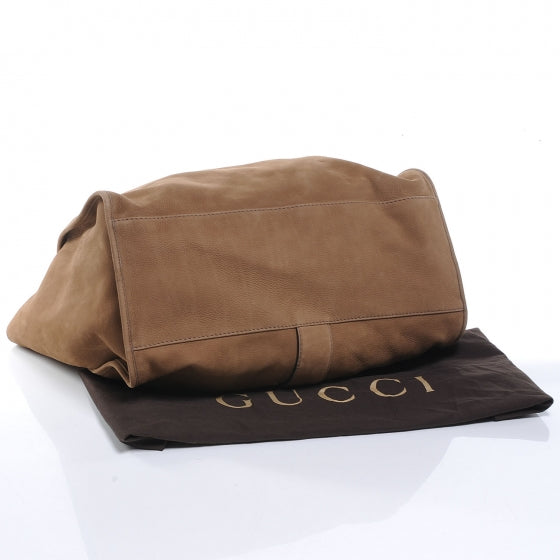 Gucci Nubuck Large Soft Stirrup Shoulder Bag Light Brown 4 of 7
