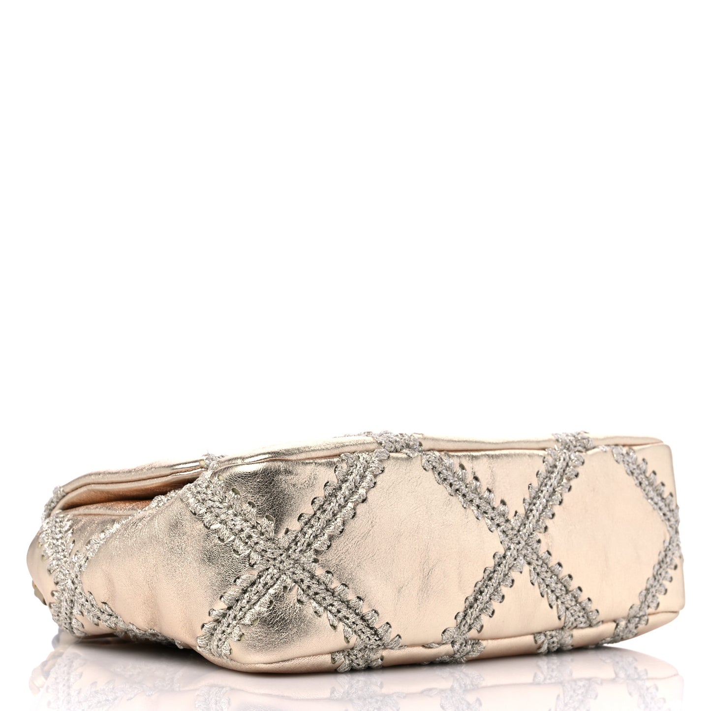 Metallic Calfskin Crochet Medium Chanel 19 Flap Gold