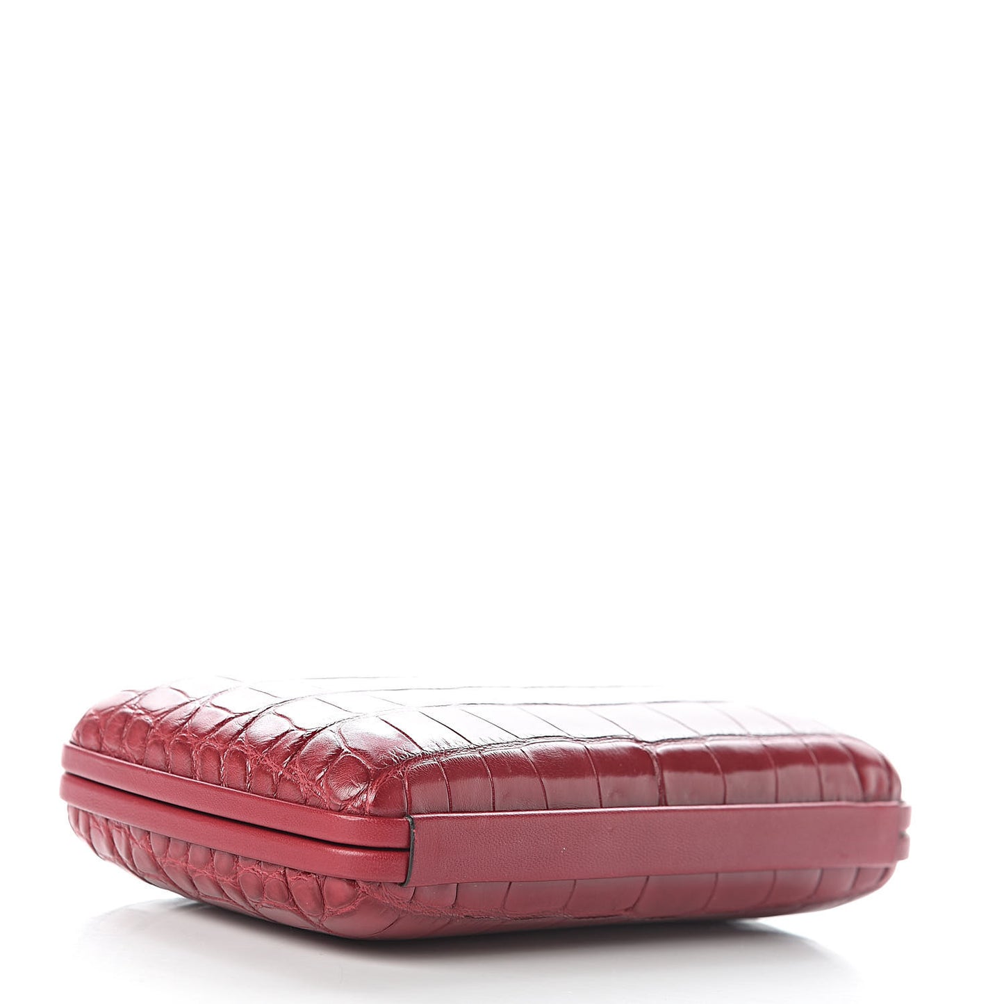 Crocodile Box Clutch Cherry