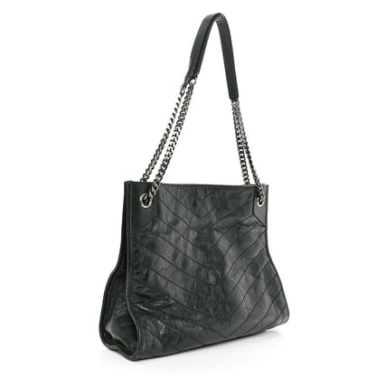 Saint Laurent Crinkled Calfskin Matelasse Monogram Medium Niki Shopper Tote New Vert 3 of 11