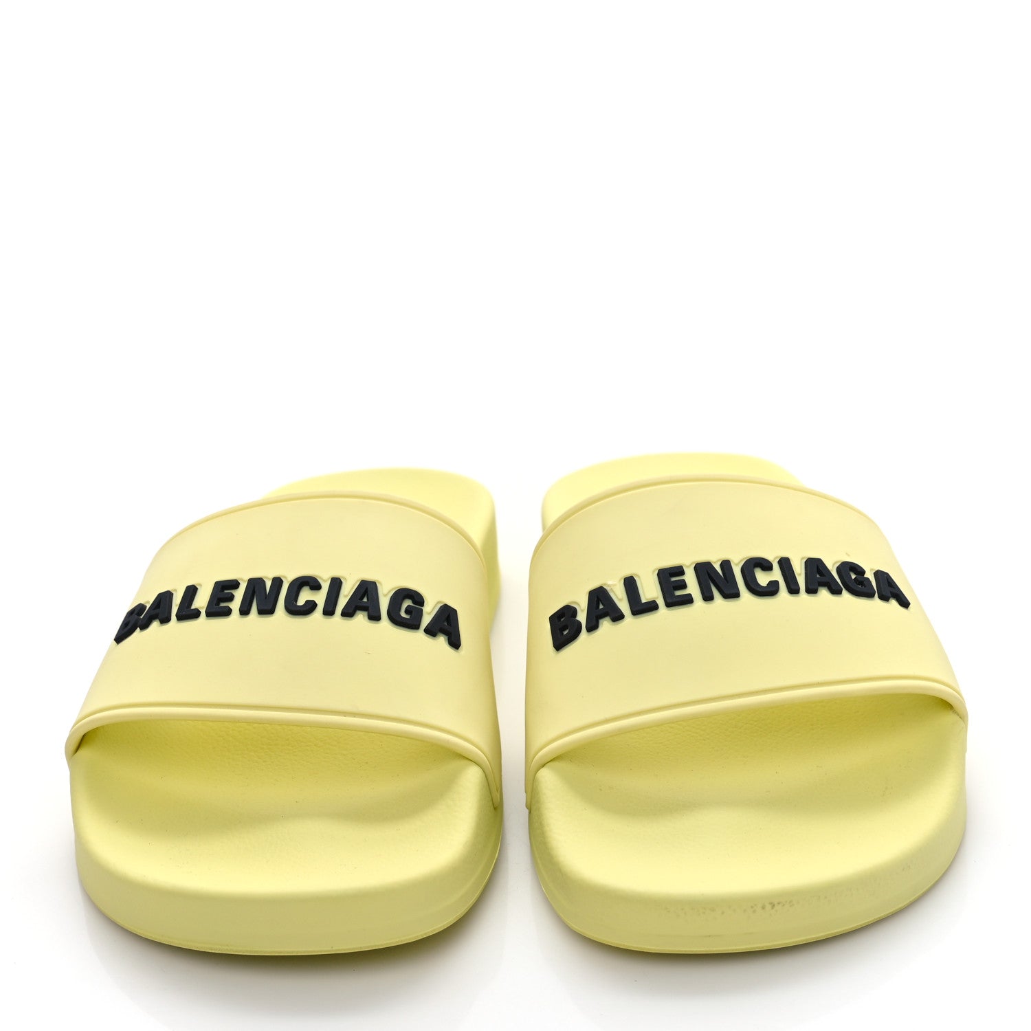 Balenciaga Smooth Rubber Logo Bi-Color Womens Pool Slide Sandals 36 Yellow Black 2 of 10