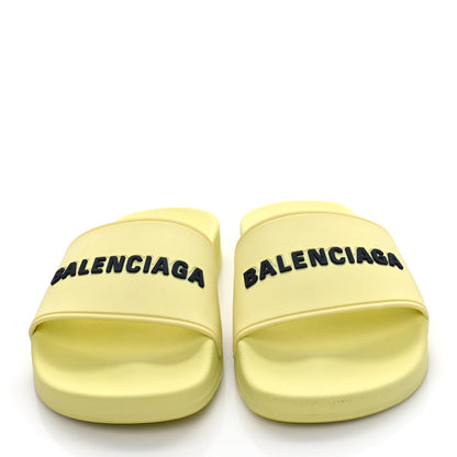 Balenciaga Smooth Rubber Logo Bi-Color Womens Pool Slide Sandals 36 Yellow Black 2 of 10