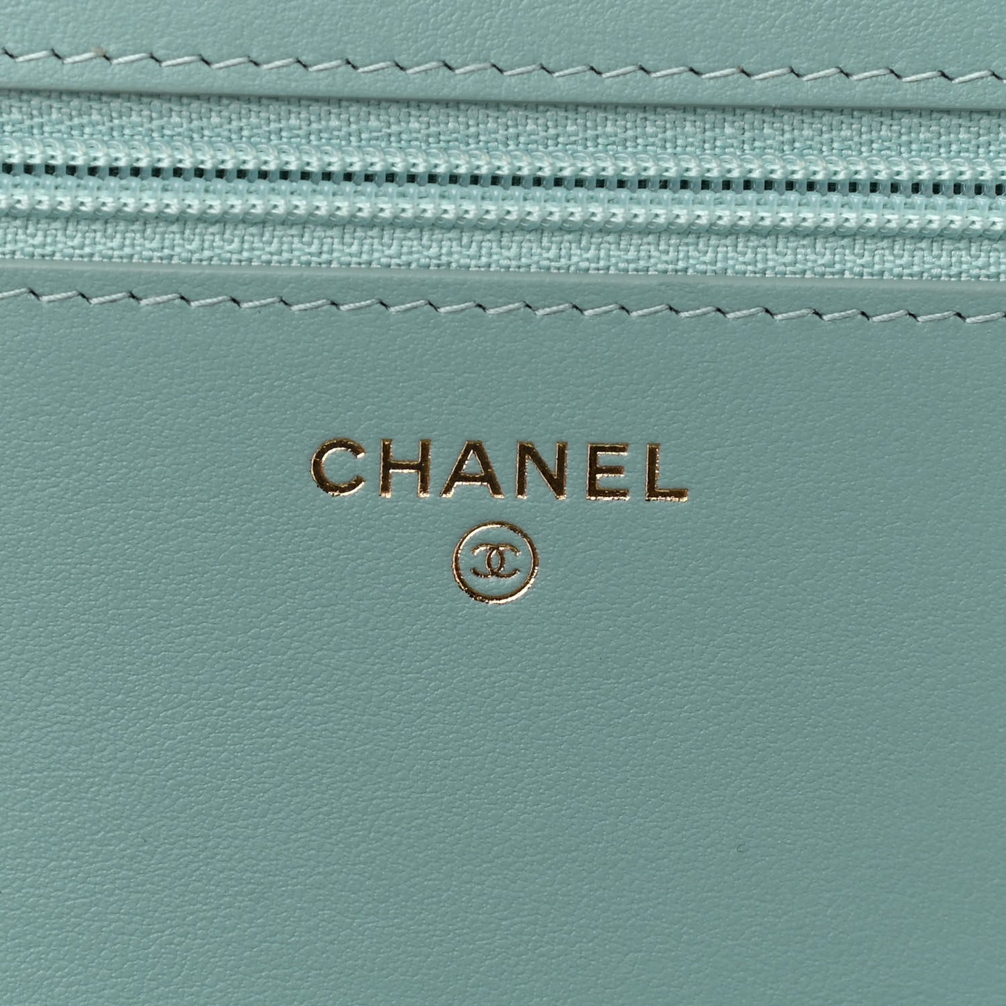 Caviar Quilted Boy Wallet On Chain WOC Light Blue