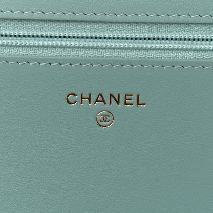 Chanel Caviar Quilted Boy Wallet On Chain WOC Light Blue 6 of 14