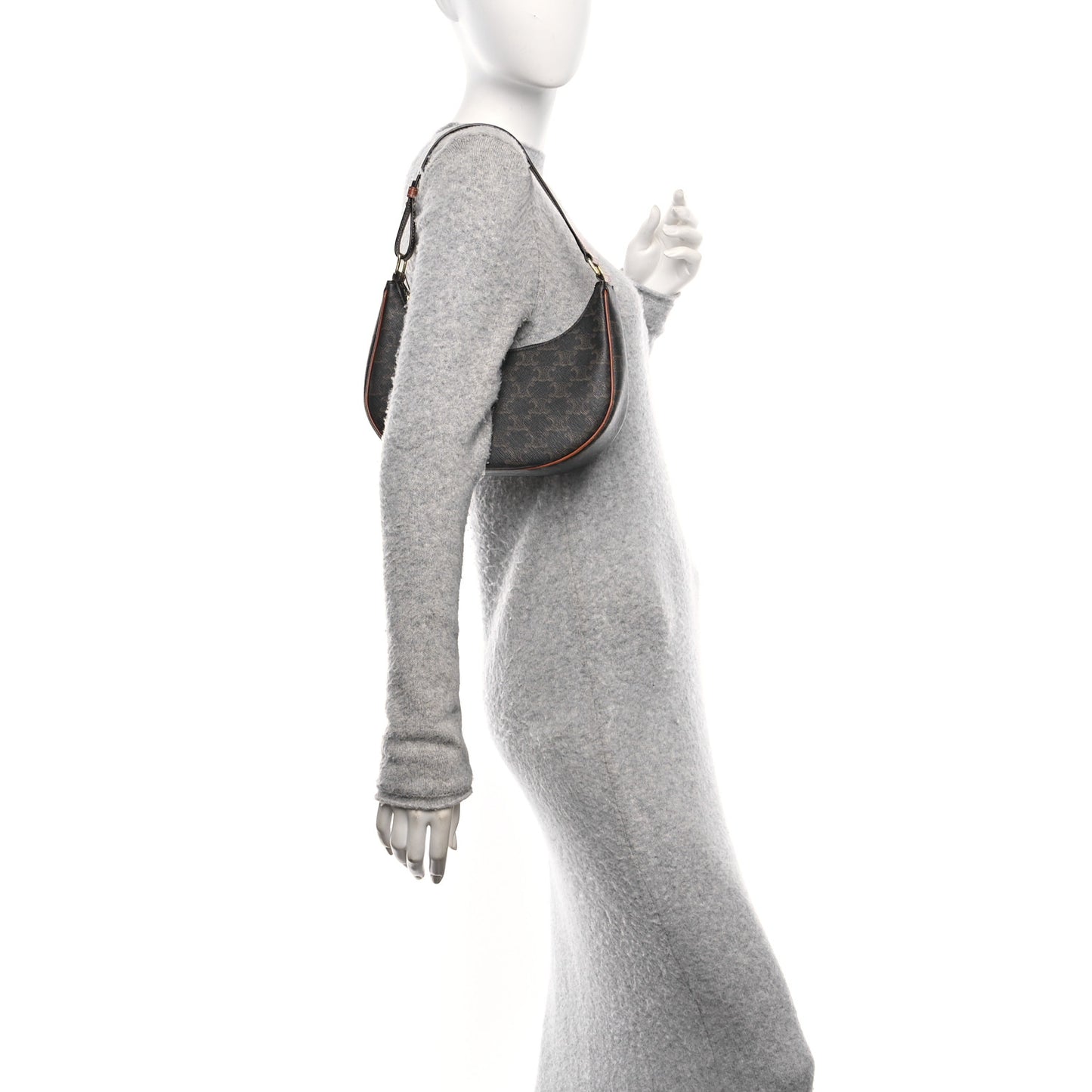 Triomphe Canvas Calfskin Ava Shoulder Bag Tan