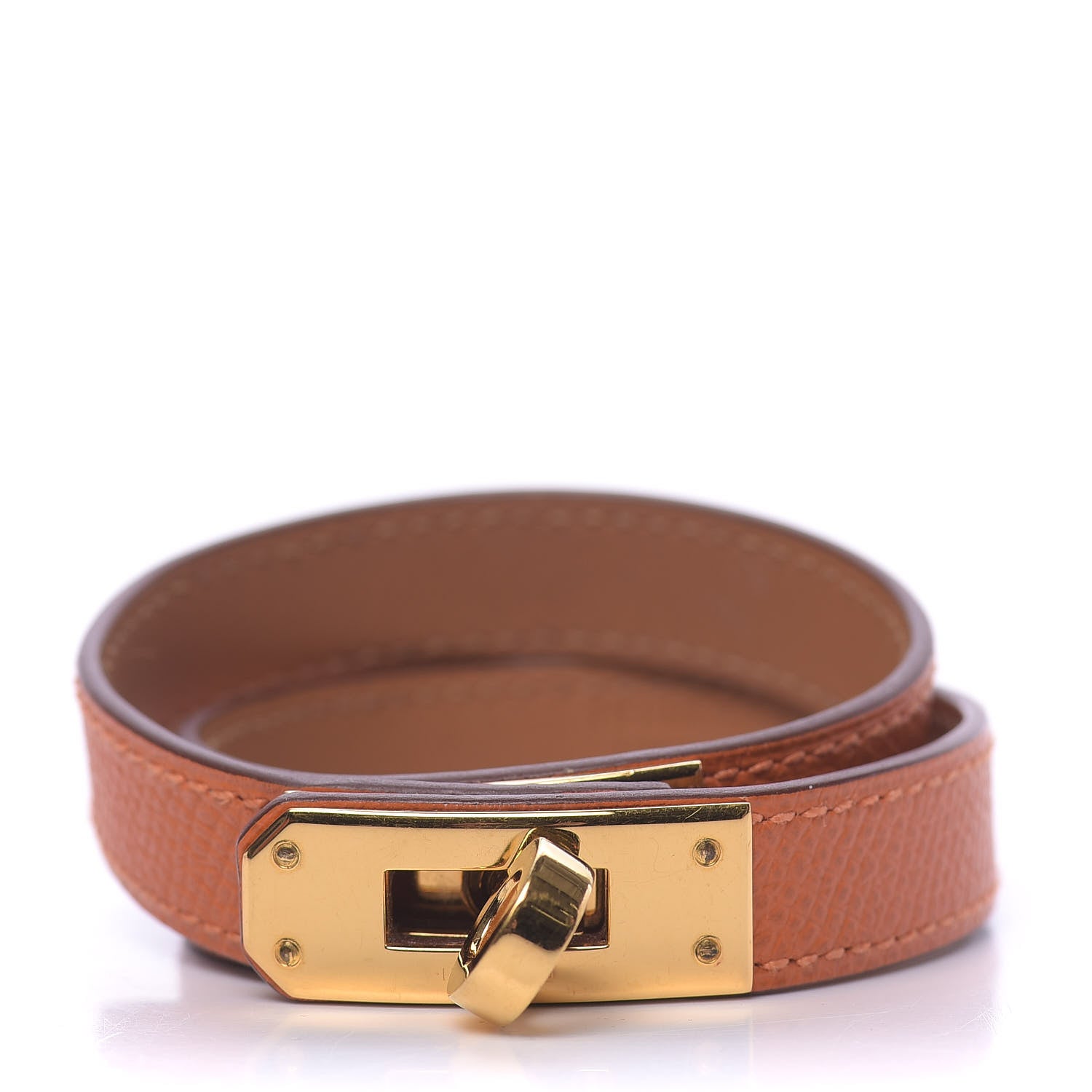 Hermes Epsom Kelly Double Tour Bracelet S Orange 1 of 6